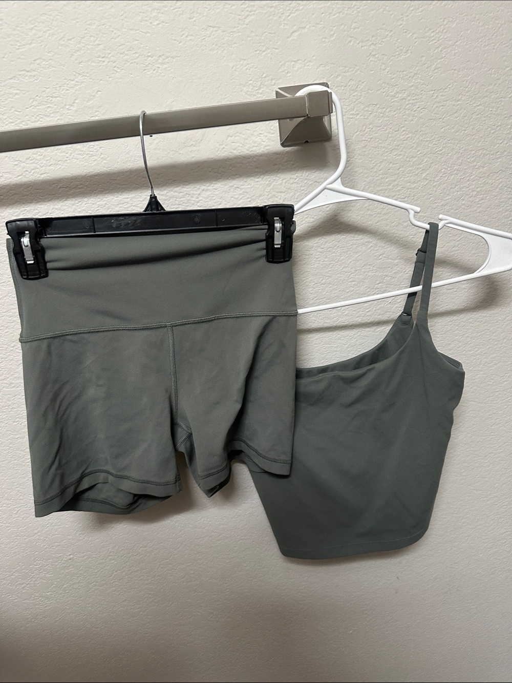 CRZ YOGA Olive Green Active Tank Top & High-Waist Shorts Set